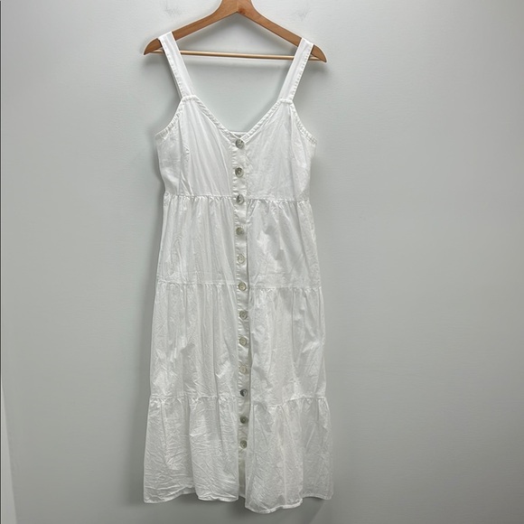 Rails White Cottagecore Midi Dress Cotton Button Down Summer Smocked Medium - Picture 1 of 9